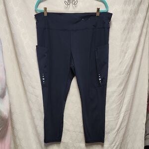 Xersion Navy Blue Leggings with Side Pockets XXL
